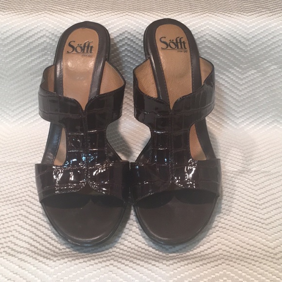 Dark Brown Slide in Heels - Picture 1 of 5